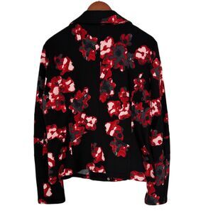 Black Rivet Jacket Women XXL Black Red Floral Zipper Bomber Festival Feminine